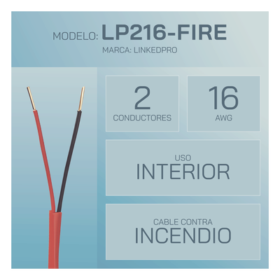 Cable para Incendio / 2x16 AWG / FPLR / UL 1666 Riser / Bobina 305 m (1000 ft) / Cobre 100% / Cubierta Roja