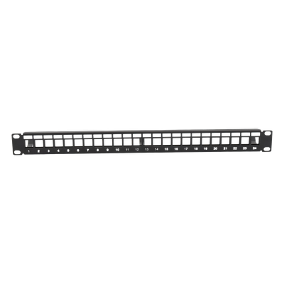 Patch Panel / 24 Puertos / 1U Rack / Acero al Carbono / Barra Organizadora / 19"