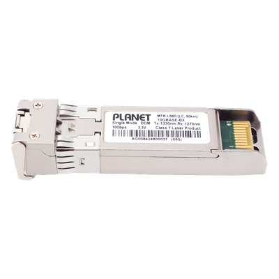 Transceptor WDM SFP+ / 10G LC / Fibra Monomodo 60 km (37 mi) / Hot-Swappable / 0°C a 60°C