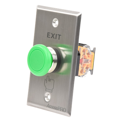 Botón de Salida de Uso Rudo / Contacto NO/NC/COM / Acero Inoxidable / 10A 125-250 VCA / 500,000 Accionamientos / -20°C a 55°C