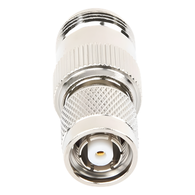 Adaptador RF en Línea / TNC Macho Inverso a N Hembra / Cuerpo Bronce Niquelado / Contacto Oro / Aislante Teflón