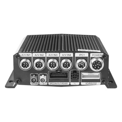 DVR Móvil / 6 Canales / 4 AHD + 2 IP / Almacenamiento 1 TB Micro SD + 2 TB SSD M.2 / H.265 / IA Embebida / 4G / GPS / Wi-Fi