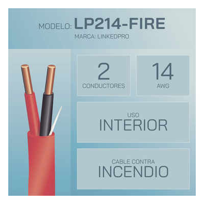 Cable para Incendio / 2x14 AWG / FPLR / Rojo / 305 m (1000 ft) / UL 1666 / CSA FT4