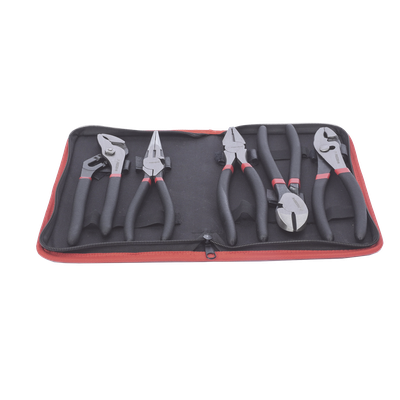 Juego de Pinzas / 5 Piezas / 8" (203.2 mm) / Acero / Mango Antiderrapante / Estuche Plástico