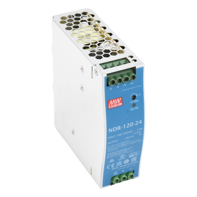 Fuente de Poder para Riel DIN / 120W / Salida 24Vcc 5A / Entrada Universal 90-264Vca / Eficiencia 88%