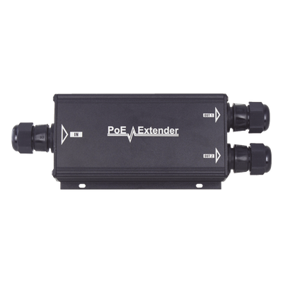 Extensor PoE Gigabit / Alcance 200 m (656.2 ft) / IP66 / 60 W Total / 2 Puertos de Salida PoE / Sin Fuente Adicional