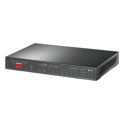 Switch PoE+ No Administrable de Escritorio / 10 Puertos / 8 Puertos PoE+ 802.3af/at / Presupuesto 123 W / Alcance Extendido 250 m (820 pies) / Rendimiento 20 Gbps