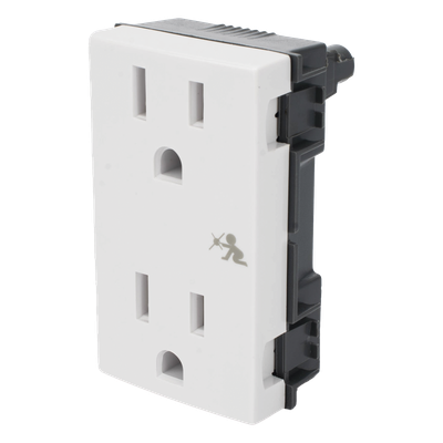 Módulo Dúplex de Contactos Eléctricos / 10A / 127V / Sistema de Seguridad Antiobjetos / Compatible con Cajas para Pavimento / Embornamiento a Tornillo