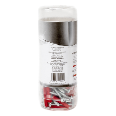 Kit de Fijación para Concreto / Doble Expansión Multidireccional / Carga 60 kg / 30 Taquetes 1/4" / Rango Térmico -50°C a +80°C
