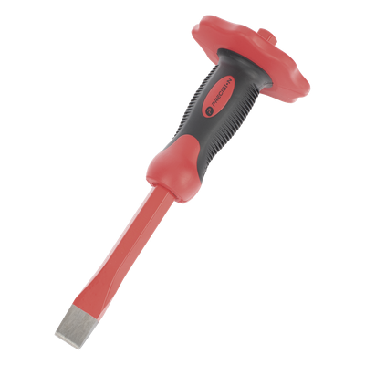 Cincel de Punta Plana / 19x16x250 mm / Protección para Manos / Acero Cr-V Forjado / Empuñadura PP+TPR