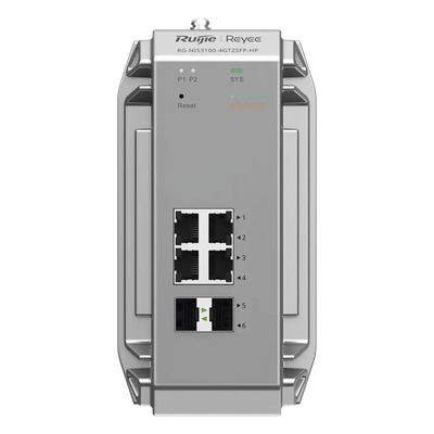 Switch Industrial PoE / 4 Puertos Gigabit 802.3af/at / 2 Puertos SFP / Administrable Cloud / Grado Industrial / Protección contra Descargas