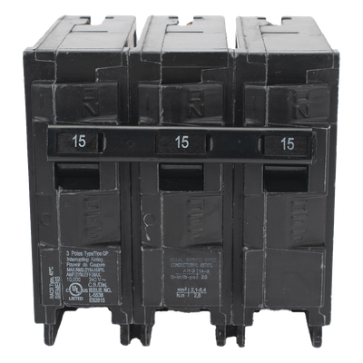 Interruptor Automático Enchufable / 3 Polos / 15 A / 240 V AC / Capacidad Interruptiva 10 kA / UL 489 / Distribución Trifásica