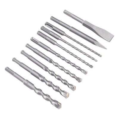 Juego de Brocas y Cincéles SDS PLUS / 10 Piezas / 3/16'' a 9/16'' / 6-1/4'' (158 mm) Largo Estándar