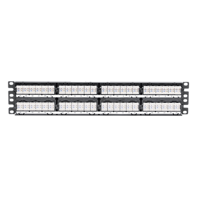 Panel de Parcheo de Impacto / Categoría 6 / 48 Puertos / 2UR / Plano / 19 Pulgadas