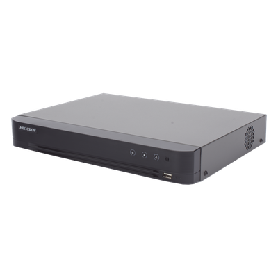 DVR Pentahíbrido / 16 Canales (8 TURBOHD + 8 IP) / 8 Megapixel (4K) / Audio Bidireccional Coaxitron / Reconocimiento Facial / H.265+ / 1 Bahía HDD 10 TB