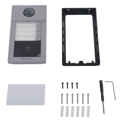 Videoportero IP / 2 Megapixel / PoE / IP65 + IK08 / 4 Departamentos / Apertura con Tarjeta / 2 Puertas / 6 Monitores / 129° / IR 3m