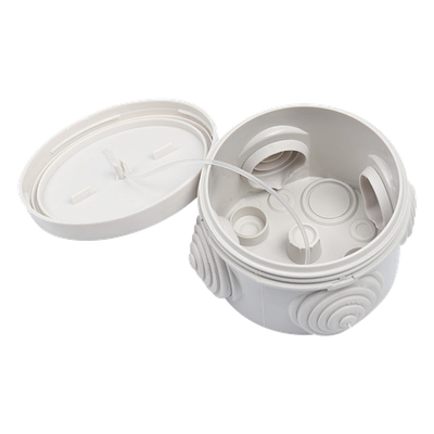 Caja de Derivación Circular / 4 Glándulas de Goma Ajustables / IP55 / -40 a 120°C / 70 mm Diámetro x 48 mm Alto