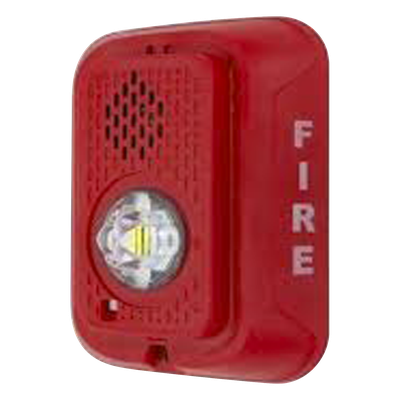 Sirena con Estrobo LED / 2 Hilos / Candela Seleccionable hasta 185 cd / 24 Vcd / Montaje en Pared