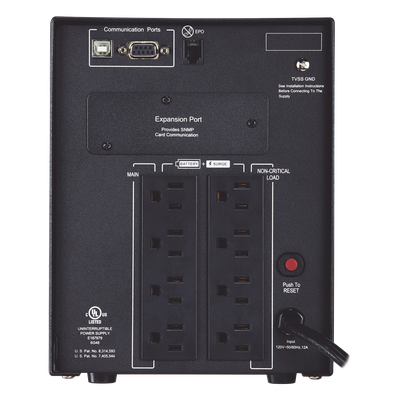 UPS Línea Interactiva / 1500 VA / 1500 W / Factor de Potencia 1.0 / Onda Senoidal Pura / 8 Tomas NEMA 5-15R / 15.1 min Respaldo / Mini Torre