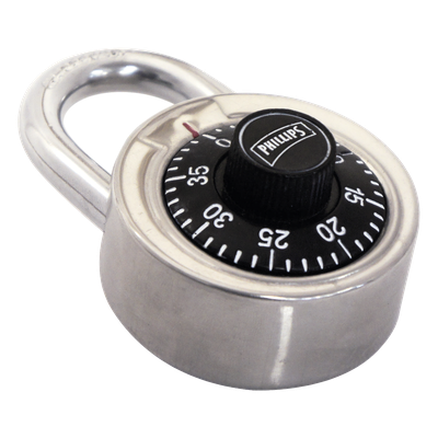 Candado de Combinación / 50 mm (1.97') / 3 Discos / Dial 40 Divisiones / Acero Inoxidable / Sin Llave
