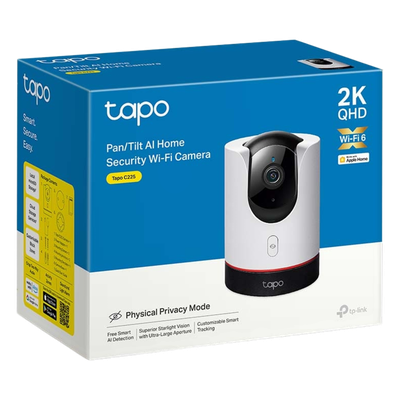 Cámara IP Pan/Tilt / 2K QHD 2688 × 1520 px / Wi-Fi 6 / Visión Starlight F1.6 / Detección IA Personas-Mascotas-Vehículos / Audio Bidireccional / Privacidad Física / microSD 512 GB