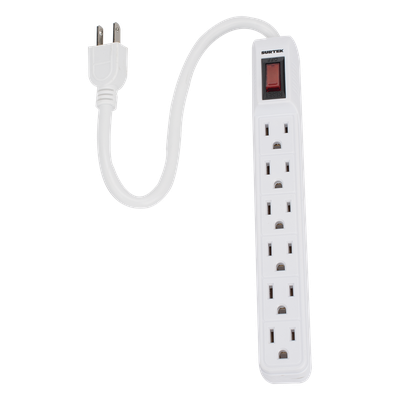 Multicontacto con Cable / 6 Tomas con Tierra / 15 A / Calibre 14 AWG / Cable 30 cm (11.8 in) / Interruptor Iluminado