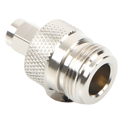 Adaptador RF Coaxial / SMA Macho a N Hembra / En Línea / Cuerpo Bronce Niquelado / Contacto Oro / Aislante Teflón