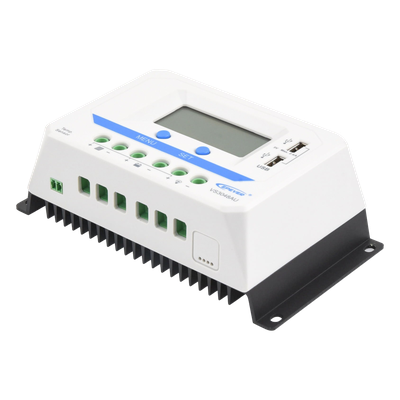 Controlador Solar PWM / 30A / 12/24/36/48V Auto / Tierra Positivo Común / Doble USB 2.4A / Pantalla LCD