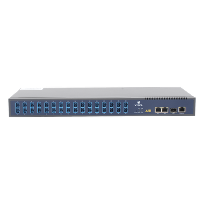 OLT GPON / 1 Puerto PON con Splitter 1:32 / 3 Uplink (2 GE + 1 SFP/SFP+) / Hasta 128 ONUs / 20 km / 1.73 ft Rack