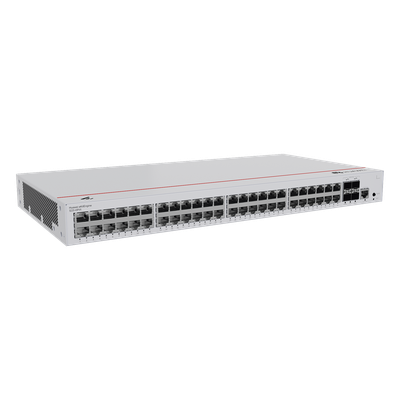 Switch PoE Administrable / 48 Puertos Gigabit / 4 Puertos 10GE SFP+ / PoE Perpetuo 380W / 176 Gbps / Capa 2