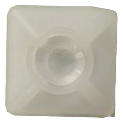 Base Autoadherible para Cinchos / 19x19 mm / Nylon Resistente / Temperatura -10°C a 50°C / Paquete 100 Piezas / Orificio Central para Tornillo