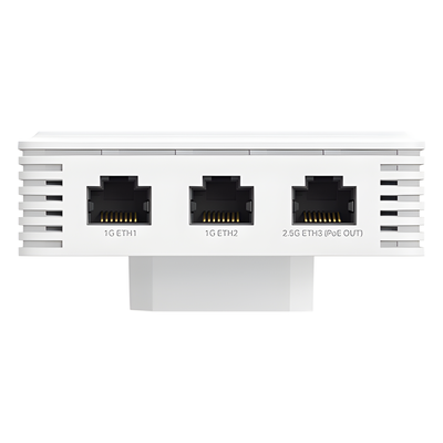 Punto de Acceso Wi-Fi 7 / BE3600 / 4K-QAM / 2.5 Gbps PoE++ / 2.5 Gbps PoE Pass-through / 2 Puertos 1 Gbps / MLO / Mesh / Montaje en Pared
