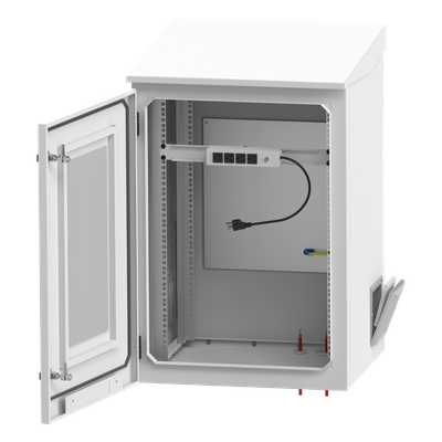 Gabinete Exterior IP / Rack 19" 16U / Acero Galvanizado / Ventilador con Termostato / Filtros Antipolvo / Aislante Térmico / Cerradura con Llave