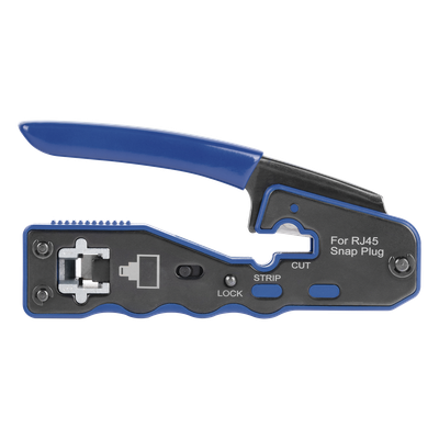 Pinza de Red / Corte y Terminado RJ45 Pass-Through / Cuchilla Intercambiable / Acero al Carbón / Mango Ergonómico ABS + TPR