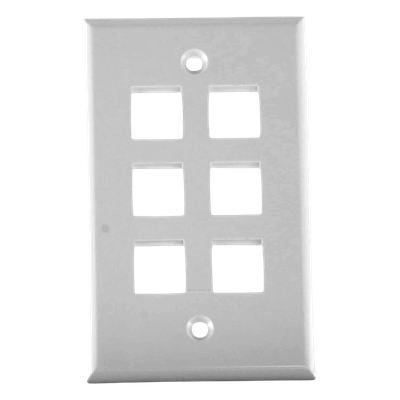 Placa de Pared / 6 Puertos / Keystone / Montaje Vertical / 70 x 115 mm / 2.75' x 4.52' / UL CE ETL