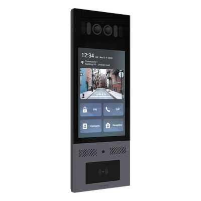 Frente de Calle IP / IK10 / IP66 / LCD 8 Pulgadas / Reconocimiento Facial / QR y PIN / 3 Puertas / Bluetooth / NFC / SIP / ONVIF