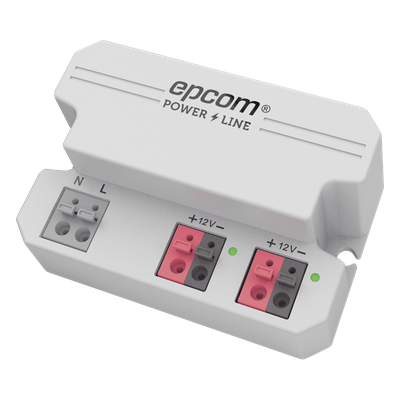 Fuente de Alimentación / 12 Vcc / 2 A / Entrada Universal 110-240 Vca / Doble Salida con Terminales de 2 Pines / Operación -20°C a 45°C