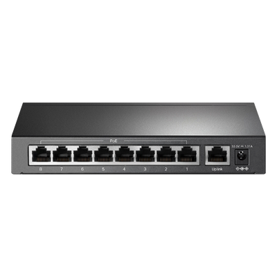 Switch PoE+ No Administrable / 9 Puertos 10/100 Mbps / 8 Puertos PoE 802.3af/at / 65W / Alcance 250 m (820 ft) / Sin Ventilador