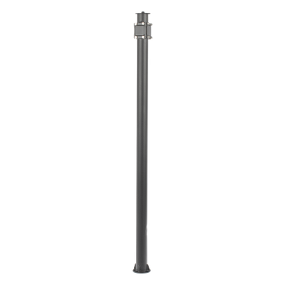 Poste Seccionado para Videovigilancia / 6 m (19.7 ft) / 3 Secciones / Base 140 mm / Espesor 3 mm / Brazo PTZ 500 mm / IP con Sellos / Color Negro