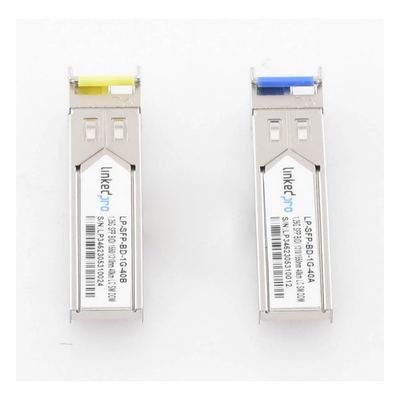 Transceptor Óptico SFP Bidireccional / 1.25 Gbps / Monomodo 1310/1550 nm / Alcance 40 km (131233.6 ft) / LC/UPC Simplex / DDM / Hot-Pluggable / 2 Piezas