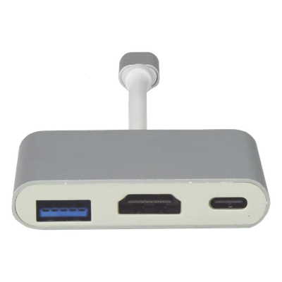 Adaptador Multipuerto USB-C / HDMI 4K / USB 3.0 5 Gbps / Carga PD 65W / 3-en-1 / Plug and Play
