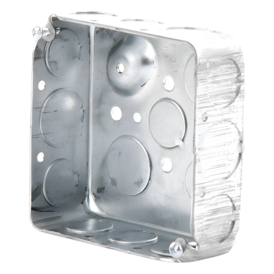 Caja Cuadrada Eléctrica / 4 x 4 in / Profundidad 1.563 in / Capacidad 21 in³ / 17 Entradas Conduit / Acero Galvanizado Troquelado