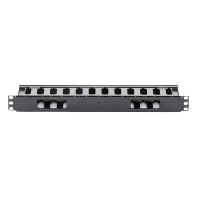 Organizador de Cables Horizontal / 1U / Rack 19" / Plástico ABS Resistente / Pintura Electrostática Negra
