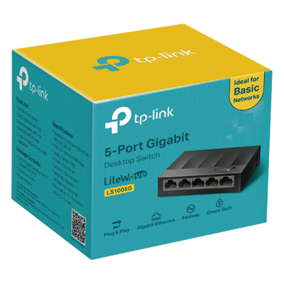 Switch / 5 Puertos Gigabit / 10 Gbps / Fanless / 3.5×2.8×0.9 in