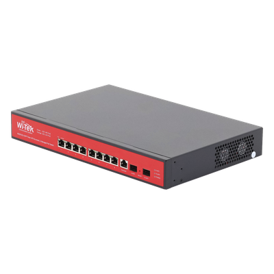 Switch Administrable Capa 2 / 8 Puertos PoE Gigabit / 2 SFP / Respaldo Solar 500 W / Protección 6 kV / 20 Gbps