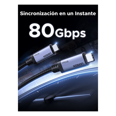 Cable USB-C Thunderbolt 5 / 80 Gbps Bidireccional / 120 Gbps Unidireccional / 1 m (3.28 ft) / PD 3.1 100W / 24 Pines / E-Marker IP2133H