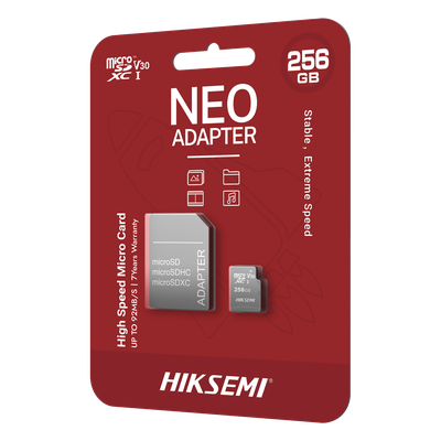Memoria microSDXC / 256 GB / Clase 10 / Lectura 92 MB/s / Escritura 50 MB/s / NAND TLC / Resistente Agua y Golpes / Adaptador SD Incluido