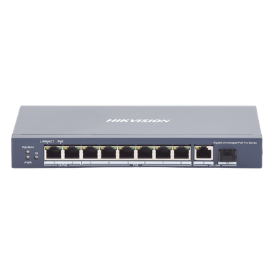 Switch PoE+ / 7 Puertos Gigabit 802.3af/at 30W / 2 Puertos Hi-PoE 90W / 1 Puerto Uplink Gigabit / 1 Puerto SFP / Modo Extendido 300 m (984 pies) / 110 W Total