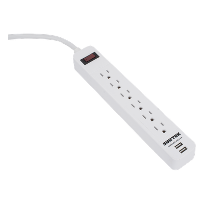 Multicontacto / 6 Contactos Aterrizados / 2 Puertos USB / 13 A / 300 Joules / Cable 50 cm (1.64 ft)