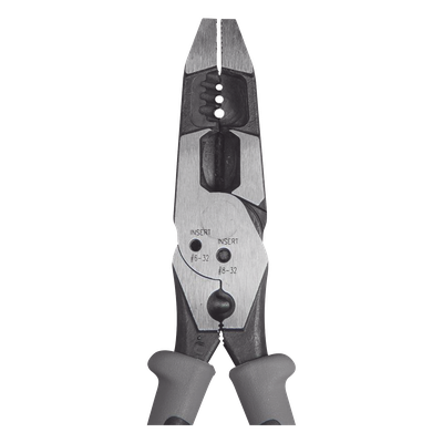 Pinza Híbrida / 3 en 1 Cortar-Pelar-Ponchar / 8" (20.3 cm) / Cable Sólido 10-14 AWG / Cable Trenzado 12-16 AWG / Pernos 6-32 y 8-32